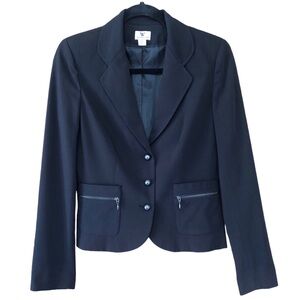 Worthington Black Button-down Blazer Jacket with Pockets Lined Classic